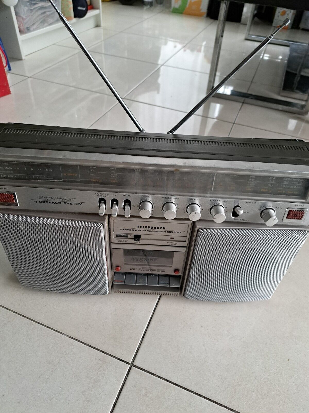 Telefunken Ghettoblaster CR 100 Stereo Radiorecorder Boombox-1981 ГОД