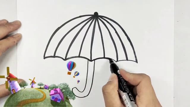 Drawing an umbrella for children/How to draw umbrella for kids/Рисование Зонтик для детей смотреть онлайн