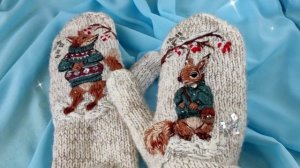 ВЫШИВКА НА ВАРЕЖКАХ ? РУЧНАЯ РАБОТА #варежки #аксессуары #ручнаяработа