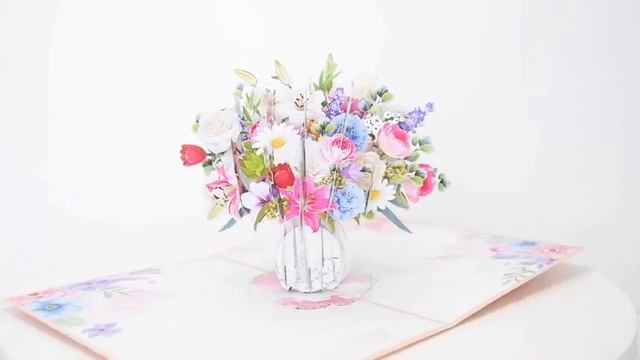 Объемная открытка 3D подарок Nana Land "БУКЕТ ЦВЕТОВ В ВАЗЕ" 13x18 см смотреть онлайн