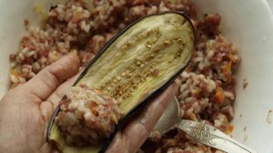 Рулеты из баклажанов с мясным фаршем