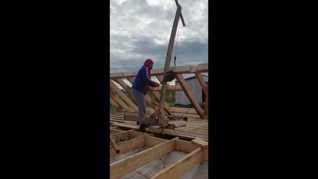 Подъем каркасных стен своими руками с помощью лебёдки (стены 9м и 6м)