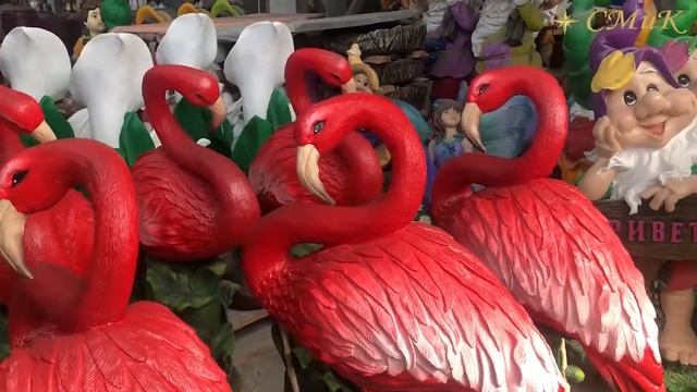 Розовый фламинго ??? Скульптура садовая из бетона. Украшение сада и дачи. смотреть онлайн