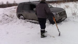 Прадо 150 по снегу на цепях