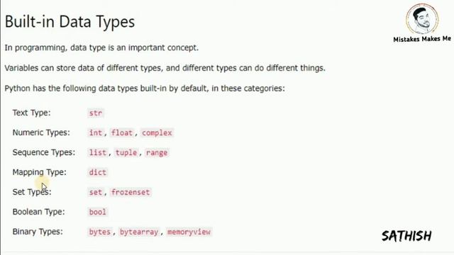 Python Data Types | CHAPTER - 5 | Easy PYTHON | Tamil | Sathish