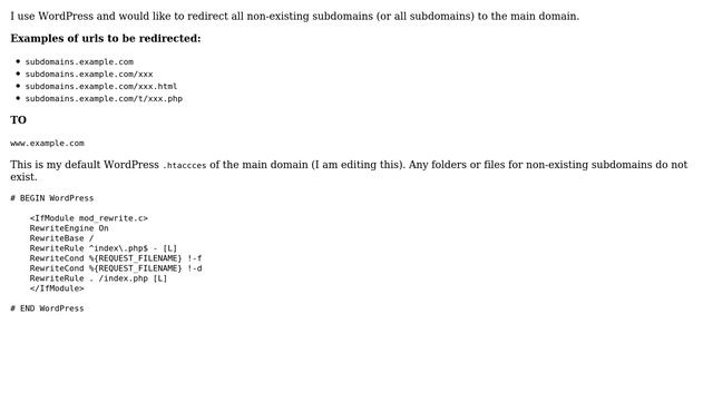 Wordpress: Redirect all subdomains to root domain смотреть онлайн