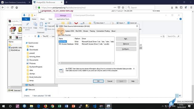 การติดตั้ง PostgreSQL ODBC driver บน Windows พร้อมดึงข้อมูลด้วย Excel смотреть онлайн