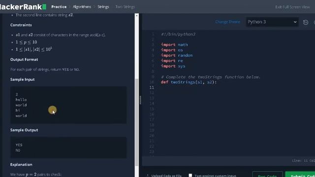97 - Two Strings | Strings | Hackerrank Solution | Python