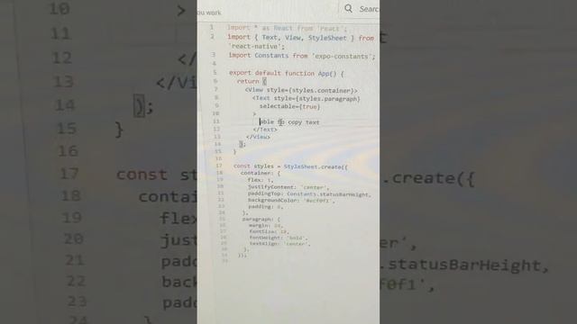 [React Native] How to enable touch for text and allow users to copy text. #reactnative