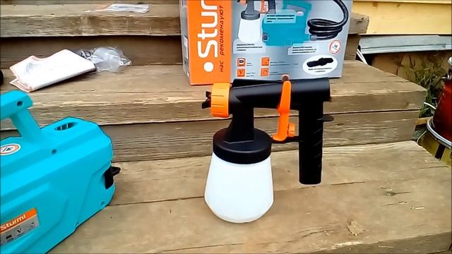 Покраска дома краскораспылителем Sturm Sg9660b защитным декоративным покрытием для древисины Аквате