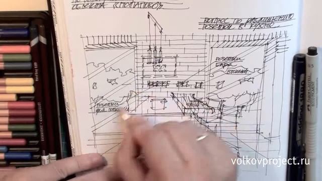 Эскиз кухни цветными карандашами смотреть онлайн