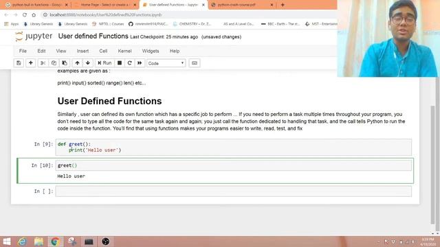 Functions in Python (User Defined Functions)