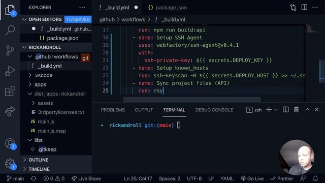 DevTips Daily: Rick and Roll Project - Deploy code within a GitHub action