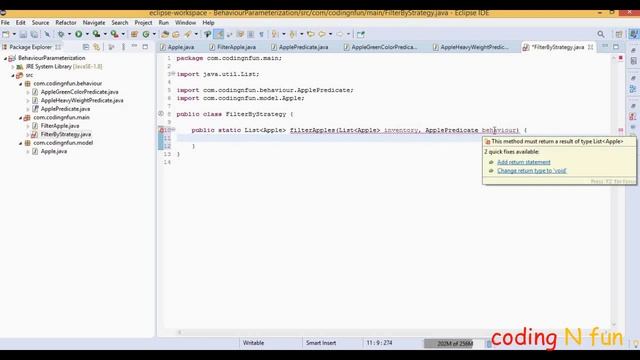 Behaviour Parameterization in java 8 hindi | Strategy Design Pattern | Predicate Java 8