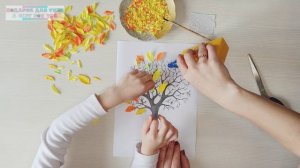 Осеннее дерево. Аппликация из цветной бумаги. Как сделать поделки на тему "осень".