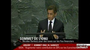 Sarkoy pour la taxe tobin  ONU 20-09-2010