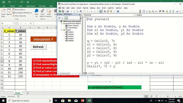 ExcelVBA 08: Interpolate data using multiple modules