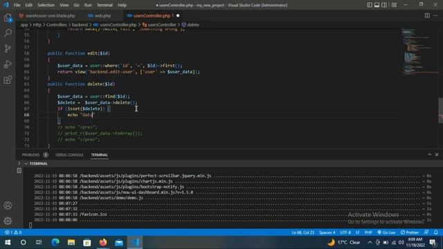 How to delete from Database using Laravel Framework (PHP Developer) #phpdevelopers #software