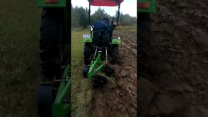 Осенняя вспашка минитрактором и двухкорпусный плугом Kerland 2х25