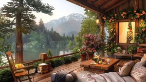 Tender Piano Jazz Instrumental Music for Relaxation in Cozy Porch | Spring Lake in Forest Ambience