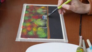 рисуем дом на берегу озера акриловыми красками