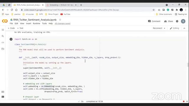 Implementing sentiment classifier using word embedding in python