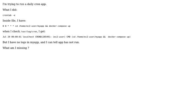 Unix & Linux: Cron logs show activity, but app logs show nothing смотреть онлайн