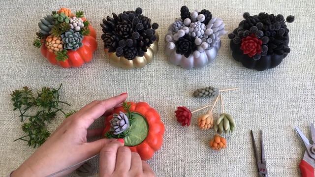 Мыловарение для начинающих. Как собрать композицию из мыльных суккулентов в гипсовом кашпо Тыква. смотреть онлайн