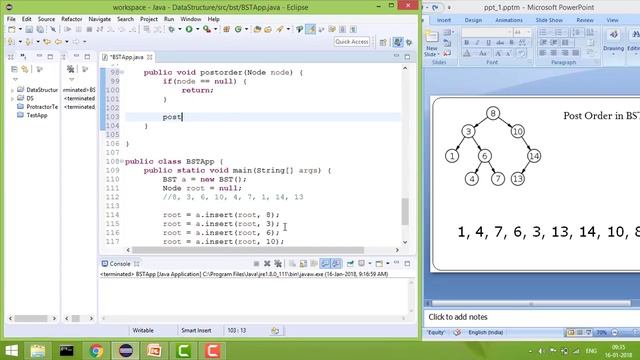 Binary Search Tree in Java-5: Print elements in PostOrder in Binary Search Tree