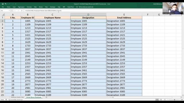 Tutorial 14 Extended - VLOOKUP Made Efficient with MATCH | The Power of Excel | Dr. Ankit Mahindroo