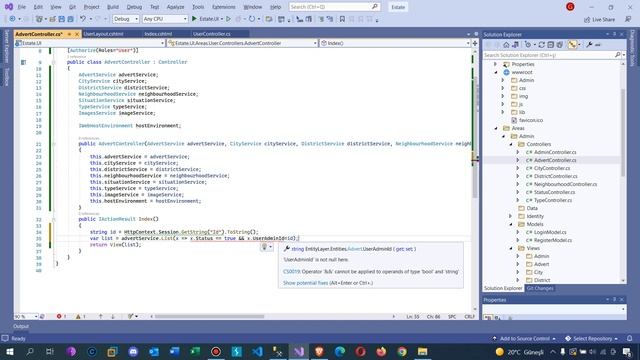 .Net Core 5.0 ile Emlak Sitesi - Kullanıcı Paneli İlanların Listelenmesi