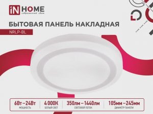 Потолочные светодиодные панели. Бытовые панели накладные NRLP-BL IN HOME