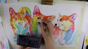 Как нарисовать корги? Радужные корги акварелью. Speedpaint