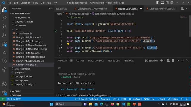 Playwright with Javascript tutorial 12 - Handling Checkboxes & Radio Buttons