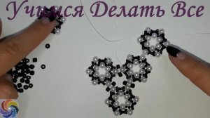 Колье из бисера и бусин "Цветочки"/Necklace of beads and beads "Flowers"