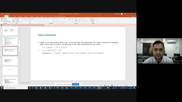 Hands-on Python Programming- Session 6 || By Dr. Rizwan Alam || Tuples in Python Programming