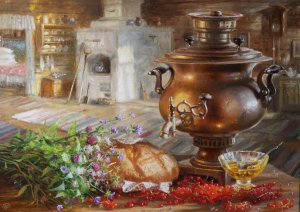Самовары на картинах Владимира Жданова.