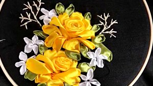 Вышивка лентами. Вышиваем шикарные ЖЕЛТЫЕ РОЗЫ. Подробный мастер класс