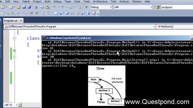 Throw vs Throw ex in C# | CSharp Interview Questions & Answers | Difference Between Throw & Throw e