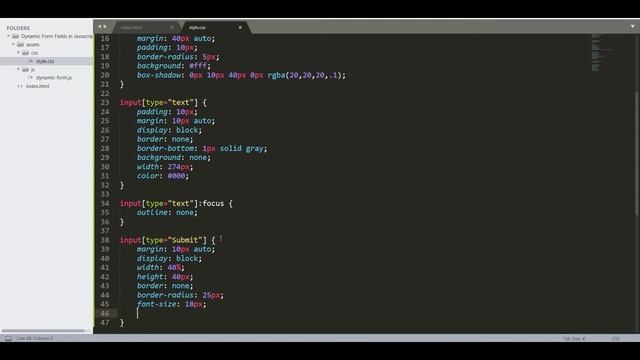 Dynamic Form Fields in HTML, CSS, JavaScript