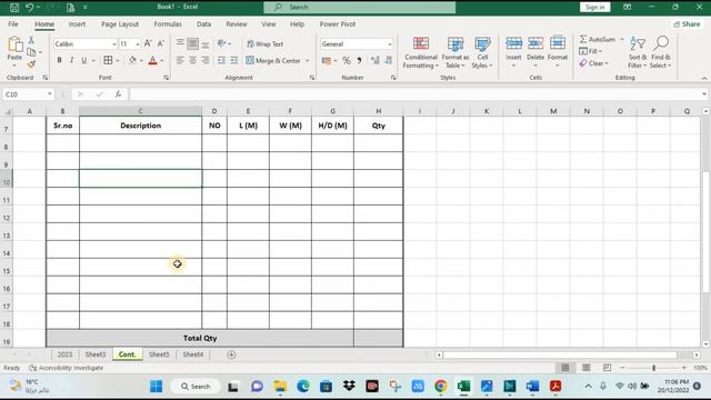 Microsoft Excel Tutorials for beginners | Excel  Course | Estimation Excel Sheet | Quantity sheet
