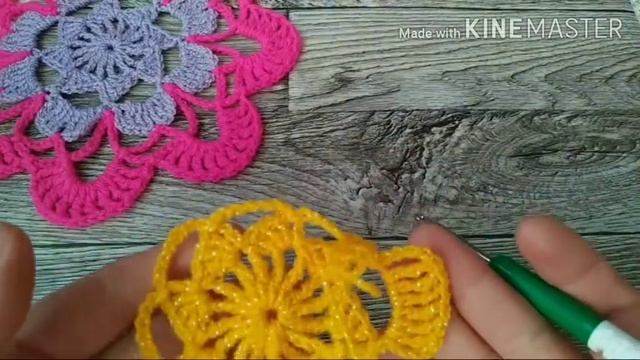 МК Красивый мотив крючком.Начала вязать шторку из цветов.