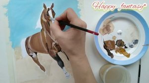 Лошадь гуашью! Рисуем вместе!!!