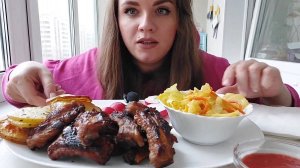 Мукбанг свиные  рёбрышки в медово соевом соусе, капуста белокочанная по корейски #мукбанг