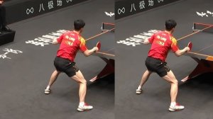 Работа ног Ма Лонга на приёме и после подачи