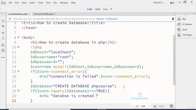 24. PHP MySQL Create Database | Learn Complete Web Development Course Using PHP/MySQL