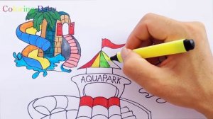 How to Draw Aquapark symbolize for kids | coloring pages aquapark | Learn Art colors for kids