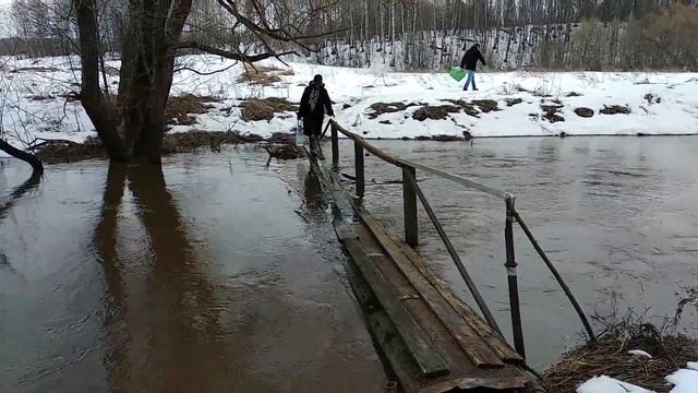 Половодье на даче. Поход на родник весной. смотреть онлайн