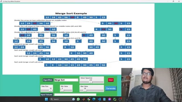 Marge sort visualization using python TKinter. смотреть онлайн