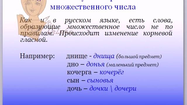 Алгоритмы образования мн.ч.имен существительных.